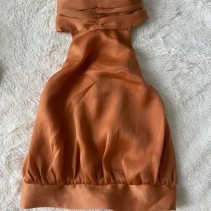 Orange Silk High Neck Crop Top